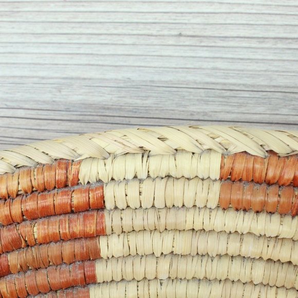 Vtg! Lot of 2 Home Décor Hand Coiled Tightly Woven Bowl Grass Straw Basket Bowl - Picture 7 of 9